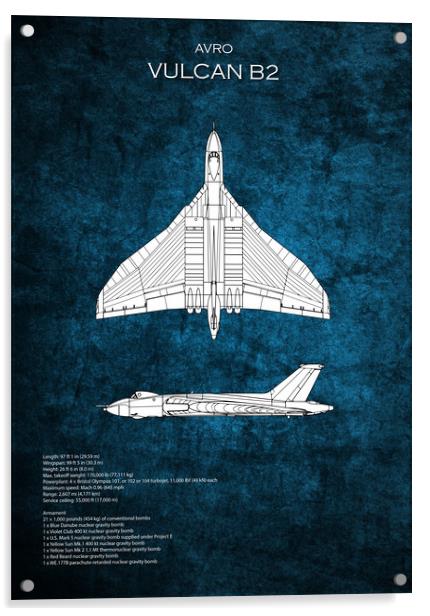 Avro Vulcan Bomber Blueprint Acrylic by J Biggadike