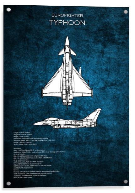 Eurofighter Typhoon Blueprint Acrylic by J Biggadike