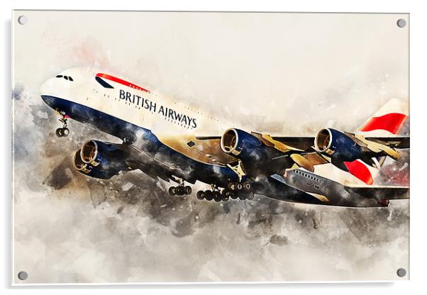 British Airways A380 - Painting Acrylic by J Biggadike