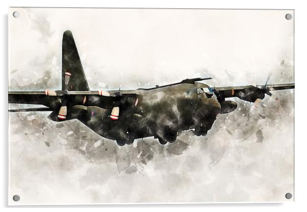 RAF C130 Hercules - Painting Acrylic by J Biggadike