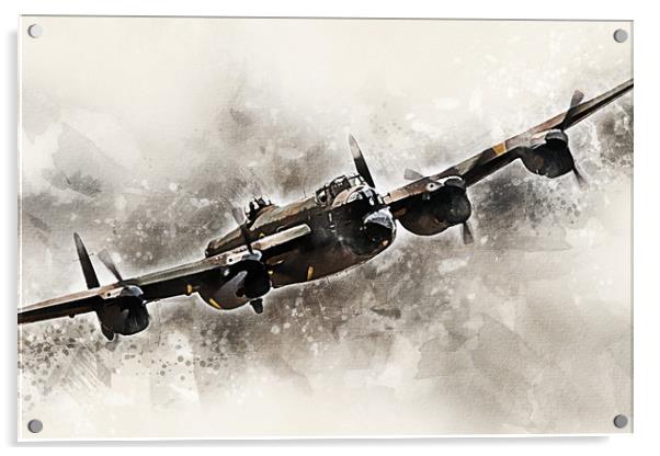 Avro Lancaster Bomber - Painting Acrylic by J Biggadike