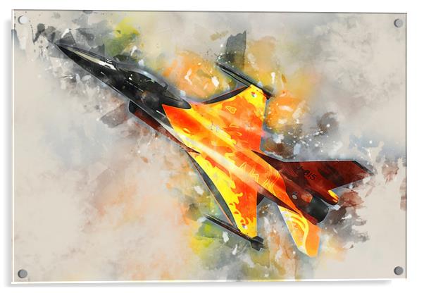 Dutch F-16 Fighting Falcon - Painting Acrylic by J Biggadike