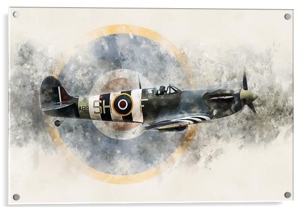 Supermarine Spitfire AB910 - Painting Acrylic by J Biggadike