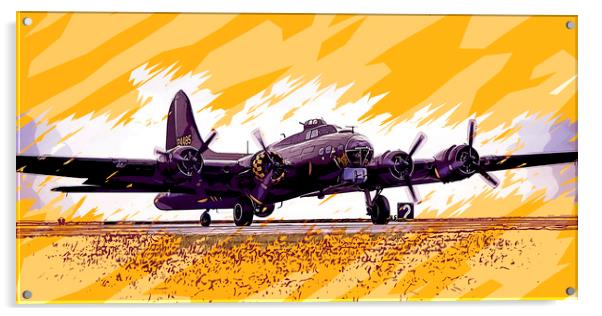 B17 Flying Fortress Comic Strip Acrylic by J Biggadike