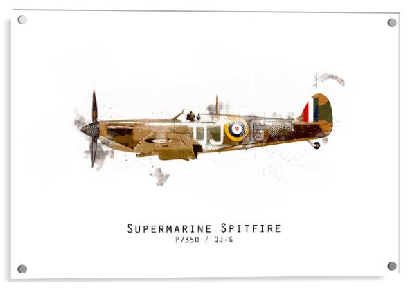 Spitfire Sketch - P7350_QJG Acrylic by J Biggadike