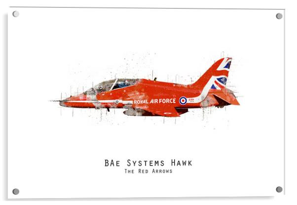 Hawk Sketch - Red Arrows Acrylic by J Biggadike