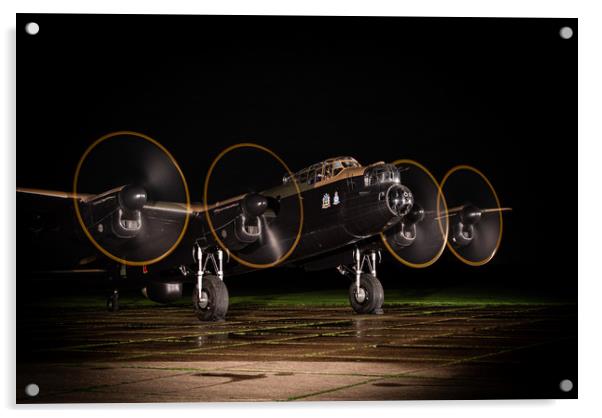 Lancaster Bomber Night Shoot Acrylic by J Biggadike