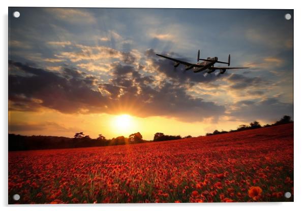 Lancaster Bomber Sunset Return Acrylic by J Biggadike