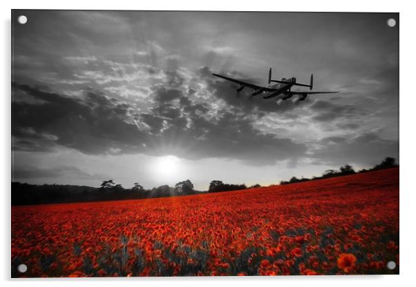 Lancaster Bomber Sunset Return - Red Acrylic by J Biggadike