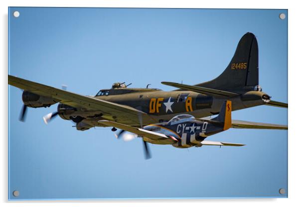 B-17 and P-51 Acrylic by J Biggadike