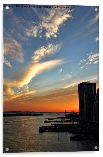 Brooklyn Bridge Sunset Acrylic by Matthew Bates