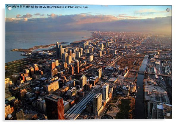Chicago cityscape Acrylic by Matthew Bates