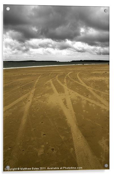 Tenby Beach Tracks Acrylic by Matthew Bates