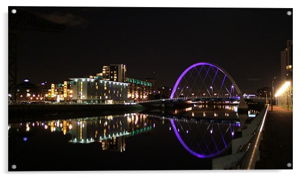 Glasgow by night Acrylic by Ann Callaghan