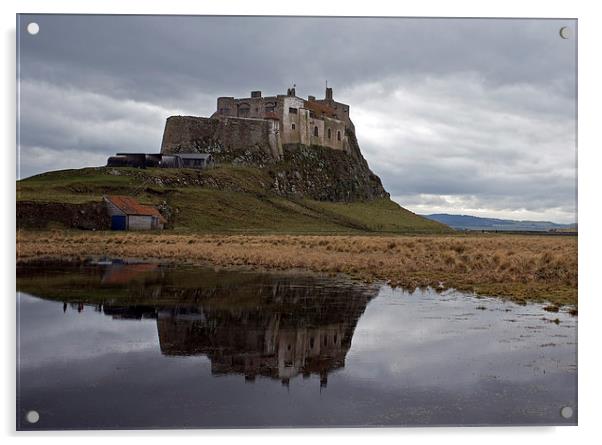 Lindisfarne Castle reflection Acrylic by John Biggadike