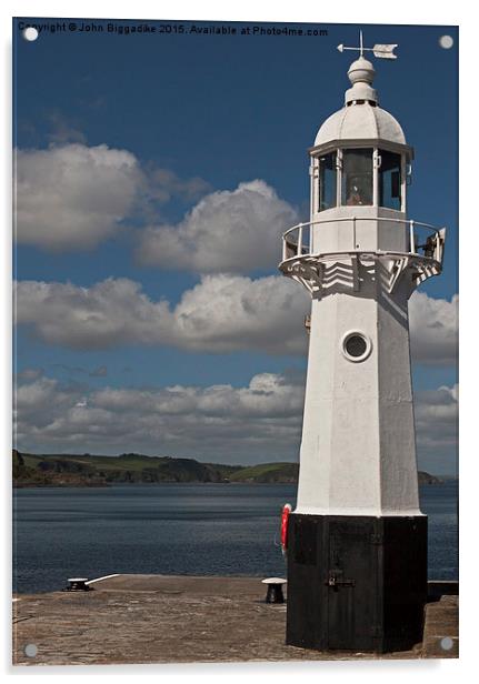  Mevagissey Lighthouse. Acrylic by John Biggadike