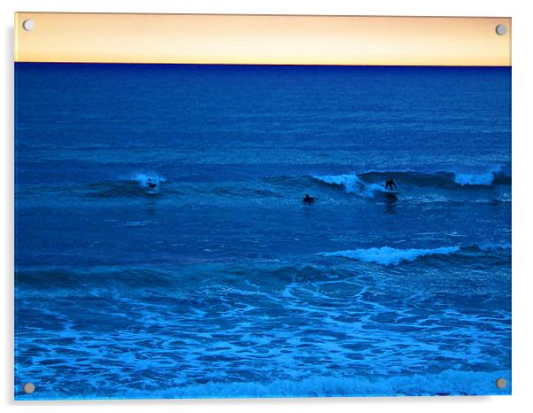 Sunset Surfers Acrylic by Jules Camfield