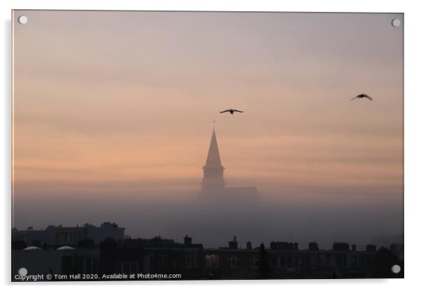 Misty Church Acrylic by Tom Hall