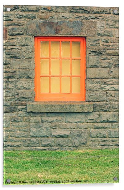 Stone hut orange window Acrylic by Dan Davidson