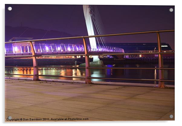 Swansea Sail Bridge at night Acrylic by Dan Davidson