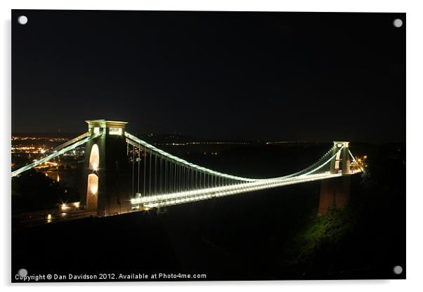 Clifton Suspension Bridge @ Night Acrylic by Dan Davidson
