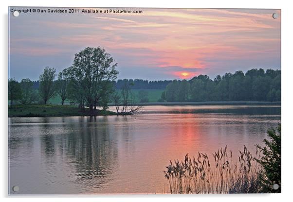 Willen Lake Sunset Acrylic by Dan Davidson
