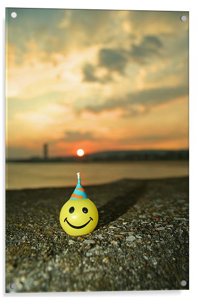 Happy at Sunset in Swansea Acrylic by Dan Davidson