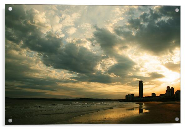 Swansea Beach Sunset Acrylic by Dan Davidson