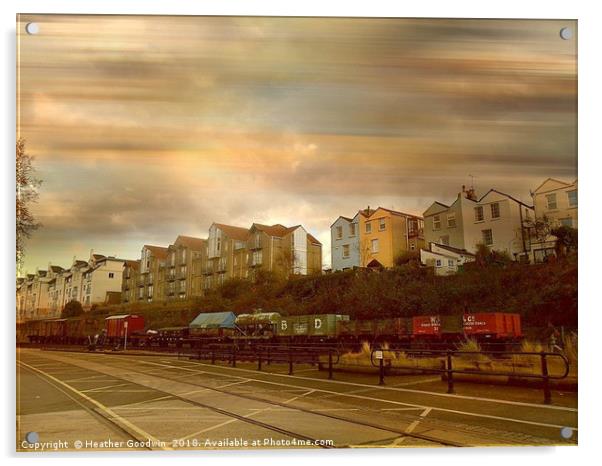 Dockside Train Acrylic by Heather Goodwin