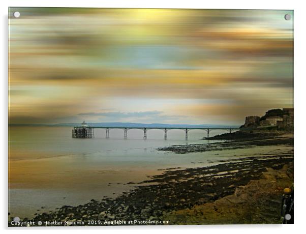 Clevedon Pier Acrylic by Heather Goodwin