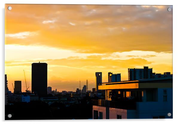 Bangkok Skyline at Sunset Acrylic by Jonathan Callaghan