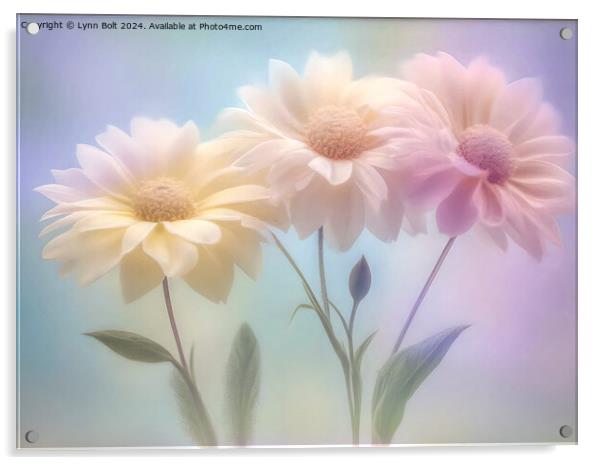Three Flowers Acrylic by Lynn Bolt