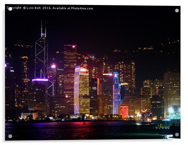 Hong Kong at Night Acrylic by Lynn Bolt