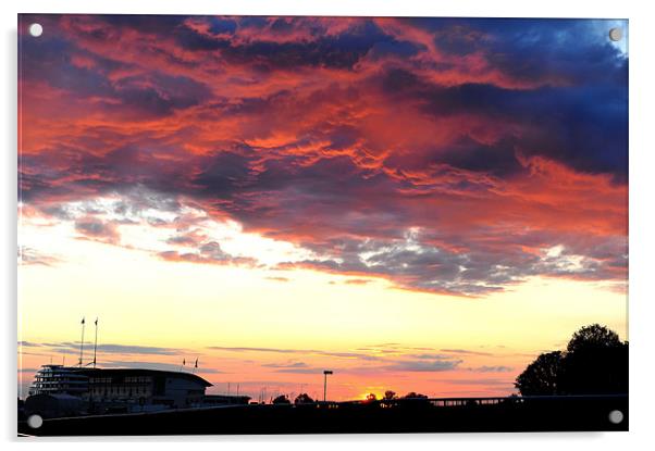 Sunset Over Epsom Racecourse Acrylic by Steve Brand