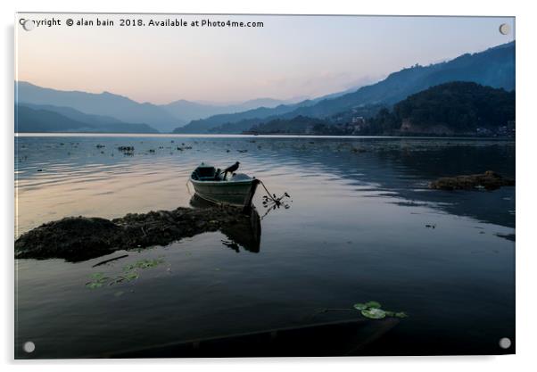Phewa Lake Nepal Acrylic by alan bain