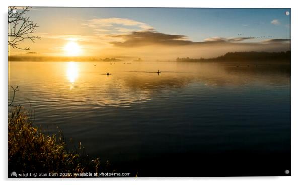 Sunrise Loch of Skene Acrylic by alan bain