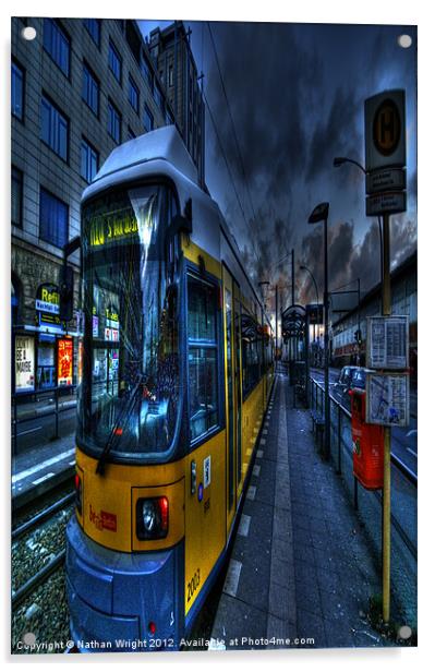 Yellow tram Acrylic by Nathan Wright