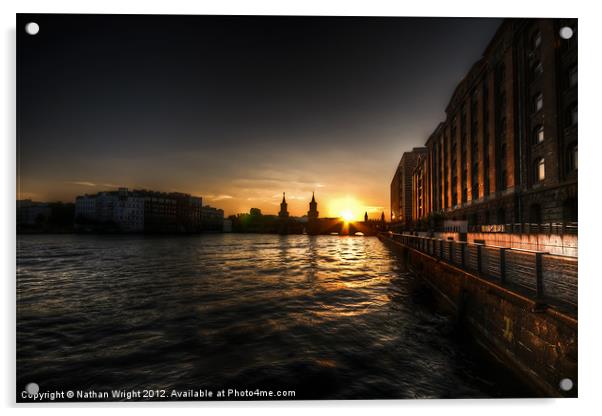 Old docks sunset. Acrylic by Nathan Wright