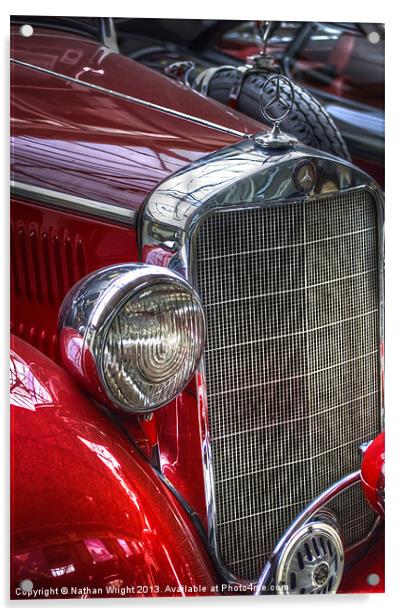 Red Merc oldtimer Acrylic by Nathan Wright
