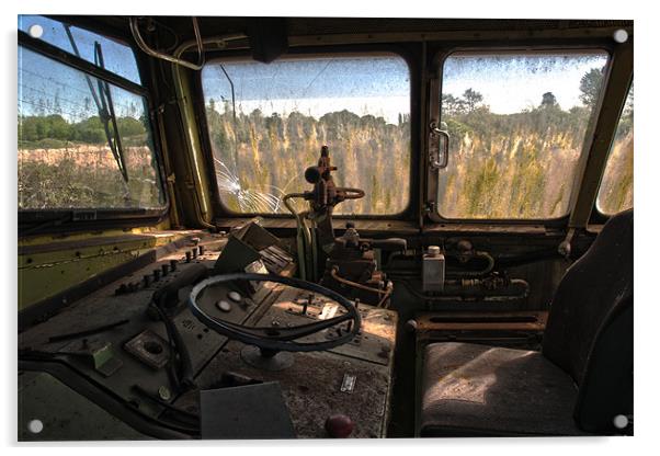 German train cab Acrylic by Nathan Wright