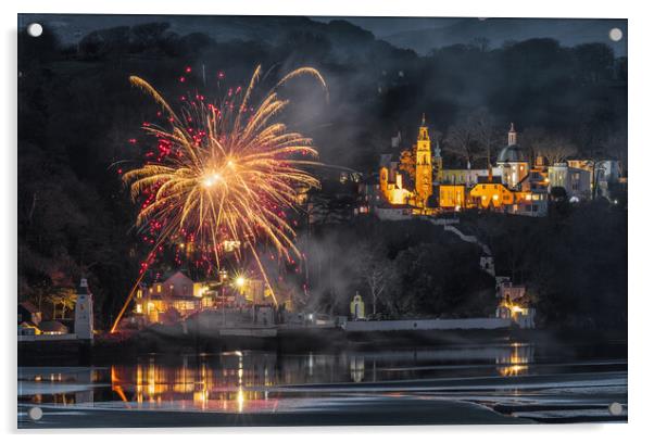 Fireworks at Portmeirion Acrylic by Rory Trappe