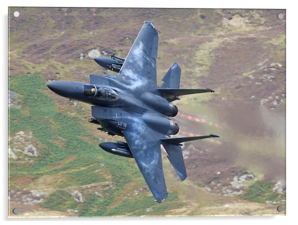 F15 Eagle with Afterburners Acrylic by Rory Trappe