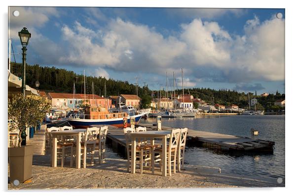 Fiskardo harbourside Acrylic by Rory Trappe