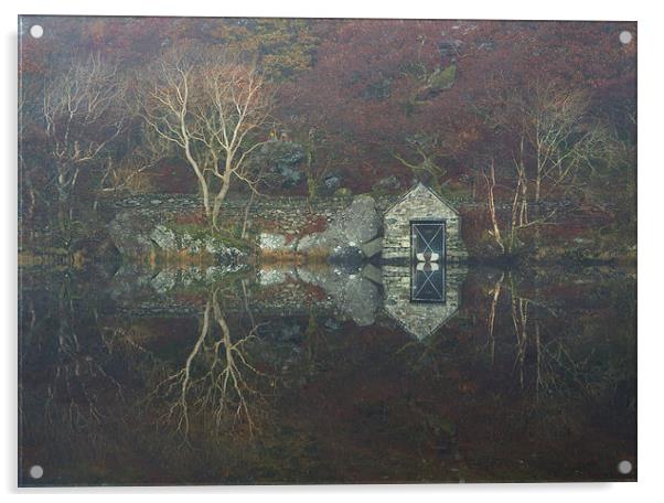  Llyn Dinas boathouse Acrylic by Rory Trappe