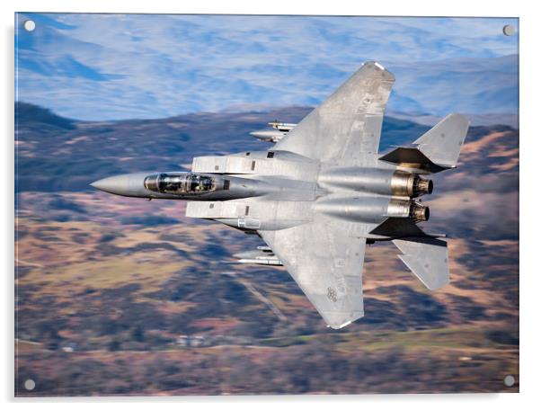 F15 Strike Eagle over Wales Acrylic by Rory Trappe