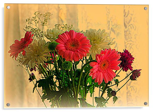 Birthday Flowers Acrylic by Jacqui Kilcoyne