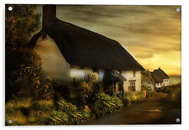 Cornish Cottage Acrylic by Irene Burdell