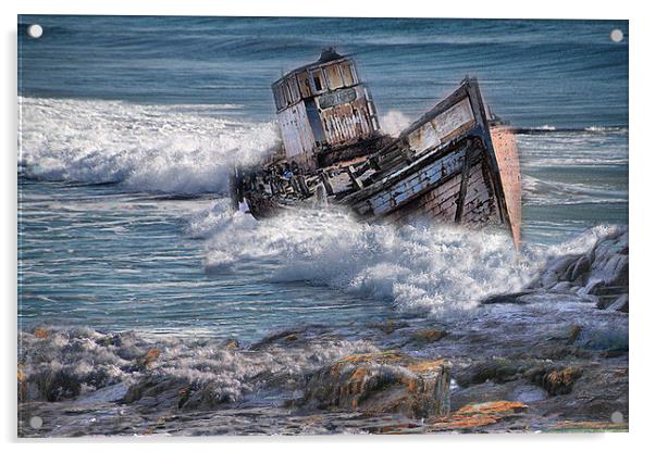  Wrecked Boat  Acrylic by Irene Burdell