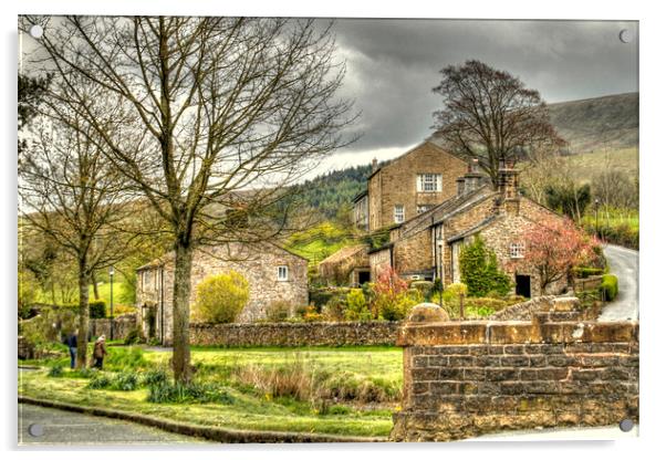 Downham Village Lancashire Acrylic by Irene Burdell