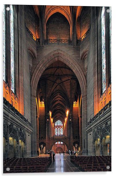 Liverpool Anglican Cathedral Uk Acrylic by Irene Burdell